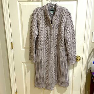Aran Crafts 100% Merino Wool Sweater Coat NWOT Made in Ireland!